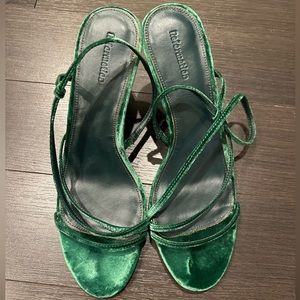 Reformation Green Velvet heeled sandals